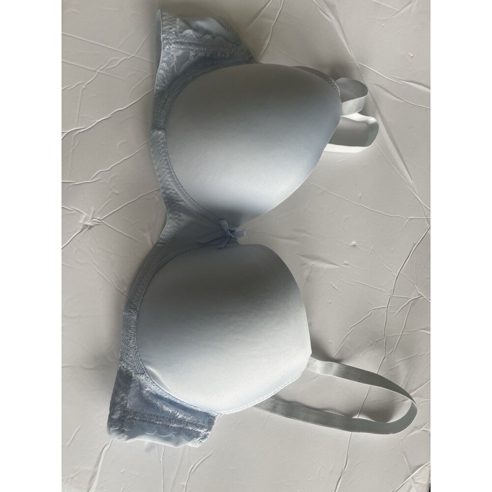 Paris Pink  Womens Bra 38DD  Satin Light  Blue Underwire  Padded  Y2K Feminine - Picture 5 of 9